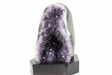 Deep Purple Amethyst Geode With Wood Base - Uruguay #360456-1